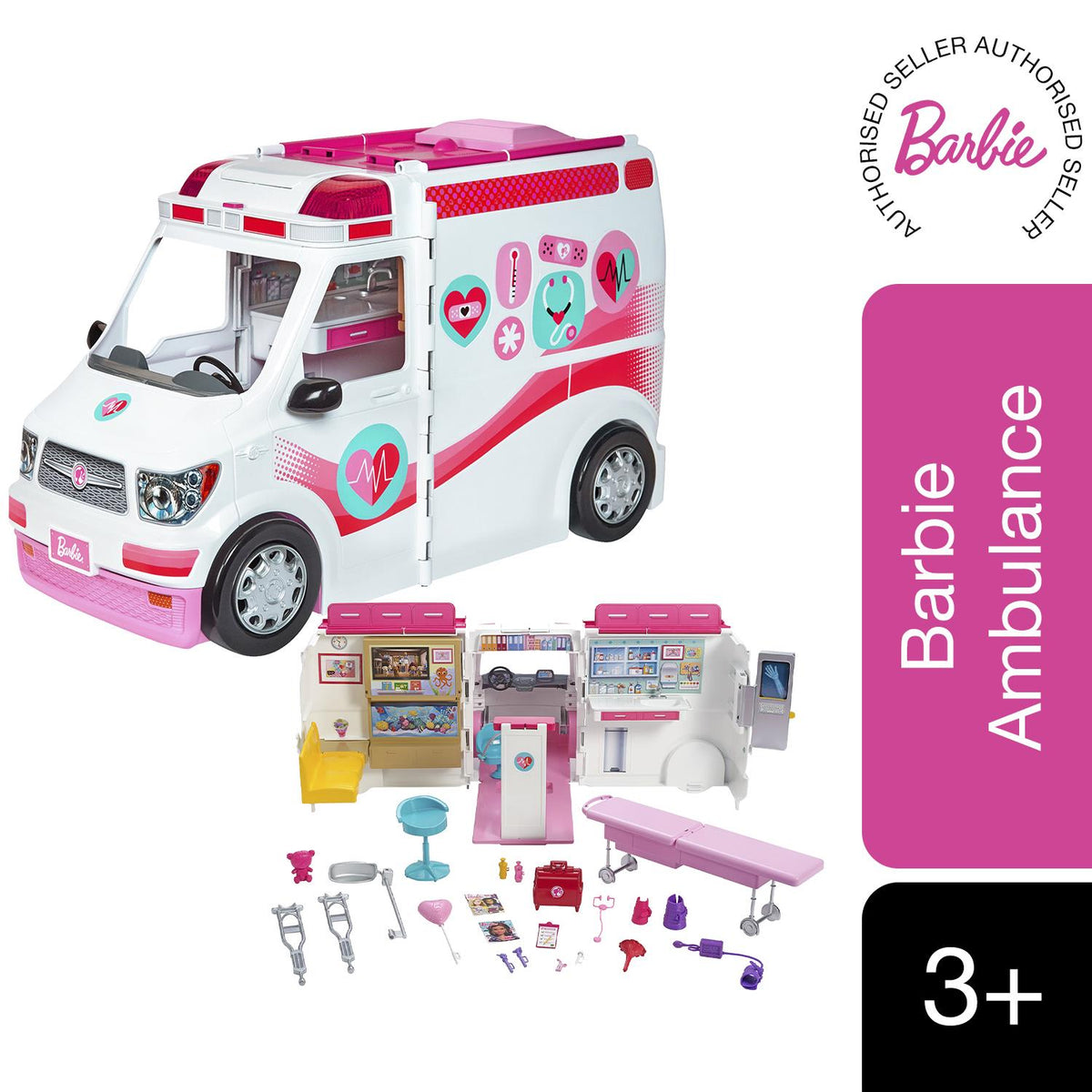 Barbie Careers Care Clinic Ambulance with Accessories Role Model Light Sound