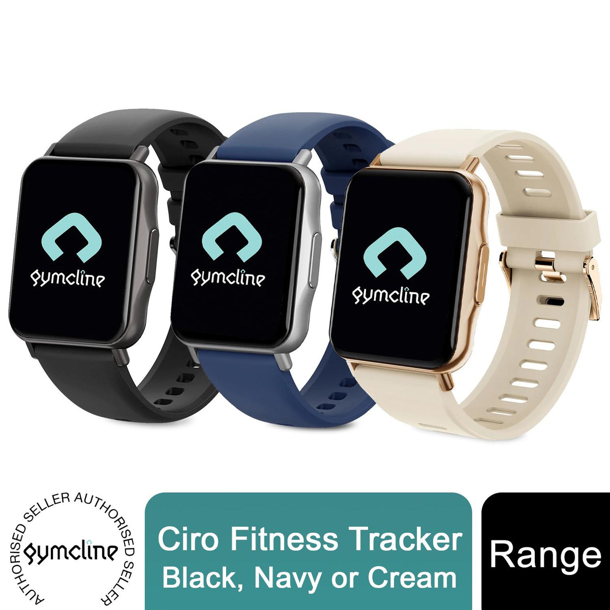 Gymcline Ciro Fitness Tracker with 25 Sports Modes Black Navy or Cream