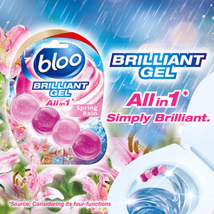 Bloo Toilet Rim Blocks Brilliant Gel All in 1 Cleaner Spring Rain Scent, 42g