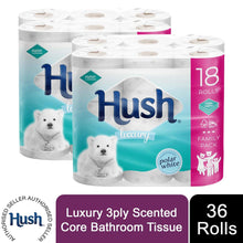 Load image into Gallery viewer, Hush Luxury 3Ply Bathroom Tissue, 36 Rolls - Scented Core