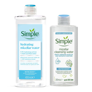 2x 200ml or 400ml Simple Water Boost Hydrating Micellar Water For Dry Skin