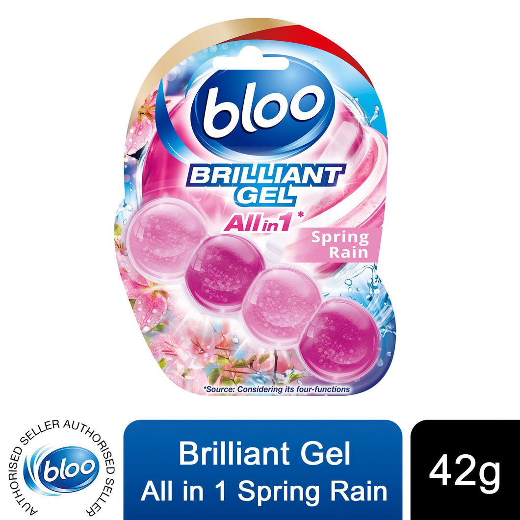 Bloo Toilet Rim Blocks Brilliant Gel All in 1 Cleaner Spring Rain Scent, 42g