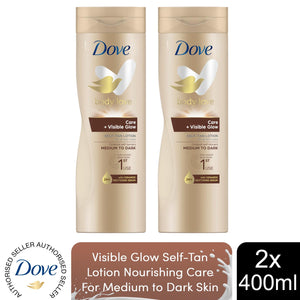 2pk of 400ml Dove Visible Glow Self-Tan Lotion of Medium to Dark Skin