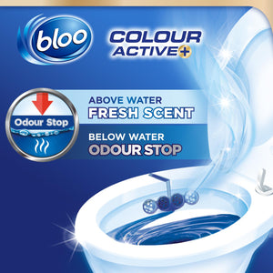 Bloo Colour Active Anti-Limescale Odour Stop Bleach Toilet Rim Block, 50g - 6 PK