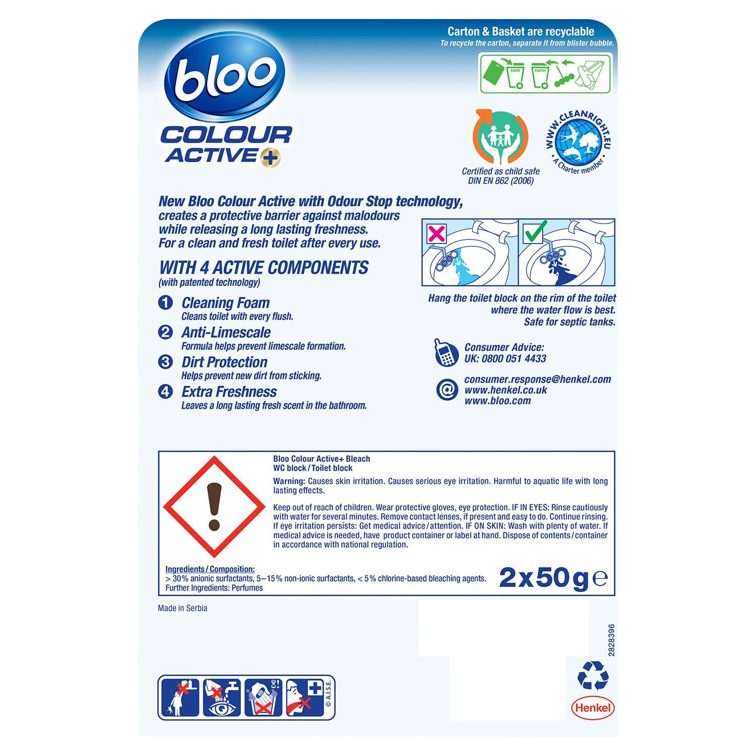 Bloo Toilet Blocks Limescale Prevention 2X50g