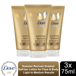 3pk of 75ml Dove DermaSpa Summer Revived Face Cream with Cell Moisturisers