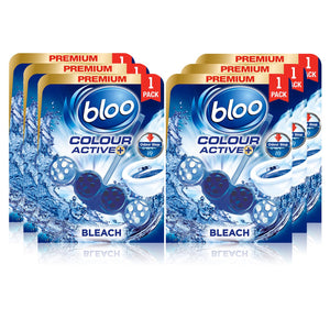 Bloo Colour Active Anti-Limescale Odour Stop Bleach Toilet Rim Block, 50g - 6 PK