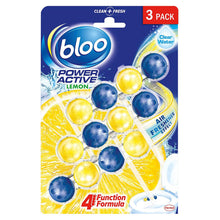 Load image into Gallery viewer, Bloo Power Active Toilet Rim Block Lemon Anti-Limescale 3 x 50g 5 packs