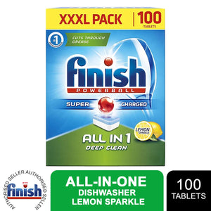 Finish Powerball Power Essential Dishwasher Tablets Lemon Sparkle, 100 Tablets