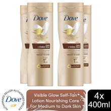 Load image into Gallery viewer, 4pk of 400ml Dove Visible Glow Self-Tan Lotion of Medium to Dark Skin