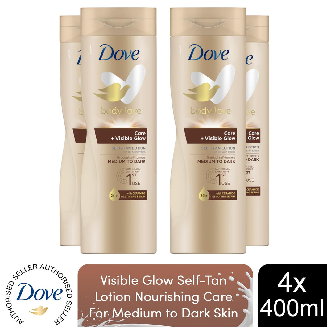 4pk of 400ml Dove Visible Glow Self-Tan Lotion of Medium to Dark Skin