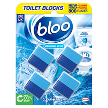 Load image into Gallery viewer, Bloo Toilet Rim Blocks Original Blue Clean+Fresh with Fresh Fragrance, 4x50g