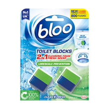 Load image into Gallery viewer, Bloo Toilet Rim Blocks Limescale Prevention with 2in1 Cleaning Foam, 2x50g