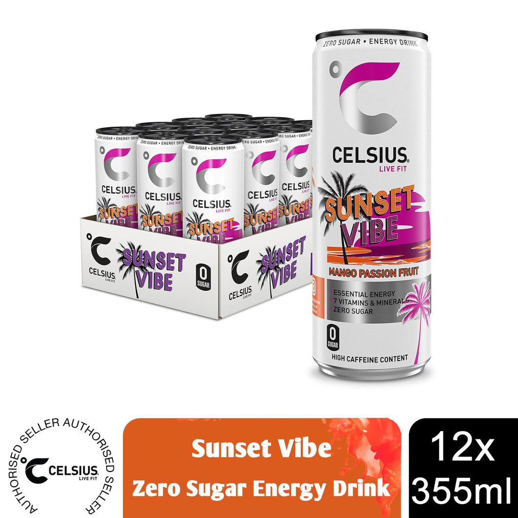 Celsius Sparkling Energy Drink Mango Passionfruit with Zero Sugar 355ml, 12 Pack