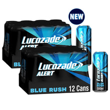 Load image into Gallery viewer, Lucozade Alert Blue Rush High Caffeine &amp; Vitamin B3 Energy Drink, 24x500ml