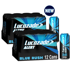 Lucozade Alert Blue Rush High Caffeine & Vitamin B3 Energy Drink, 24x500ml