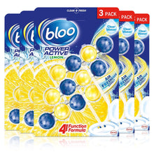 Load image into Gallery viewer, Bloo Power Active Toilet Rim Block Lemon Anti-Limescale 3 x 50g 5 packs