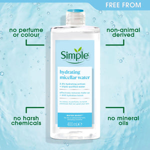 2x 200ml or 400ml Simple Water Boost Hydrating Micellar Water For Dry Skin