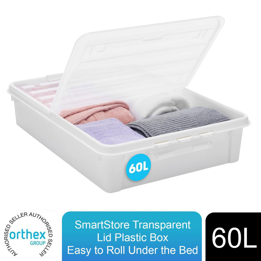 Smartstore Bedroller Underbed Storage Box with Transparent Foldable Lid, 60L