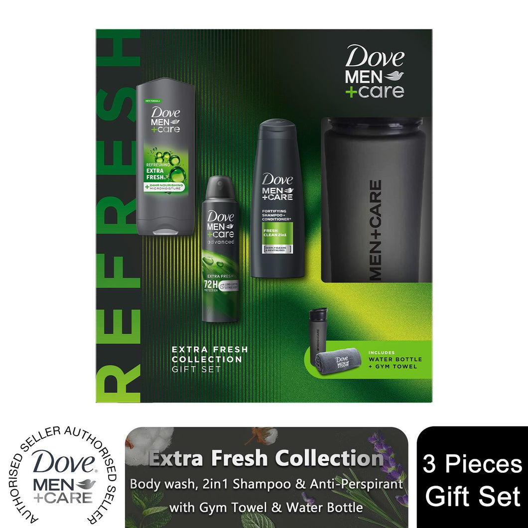 Dove Men+Care Extra Fresh Collection Gift Set for Him with Bottle & Gym Towel