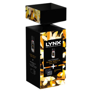 Lynx Fine Fragrance Black Vanilla Body Spray Gift Set for Him with Grooming Kit