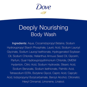 3pk of 720ml Dove Deeply Nourishing Skin Natural Moisturiser Body Wash
