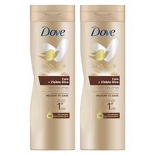Load image into Gallery viewer, 2pk of 400ml Dove Visible Glow Self-Tan Lotion of Medium to Dark Skin
