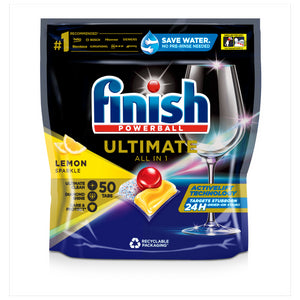 Finish Power Ball Ultimate All-in-One Dishwasher Tablets Lemon Sparkle 50Tablets