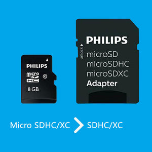 Philips Micro SDHC Class 10 Ultra Speed Memory Card with Adapter, 8 GB