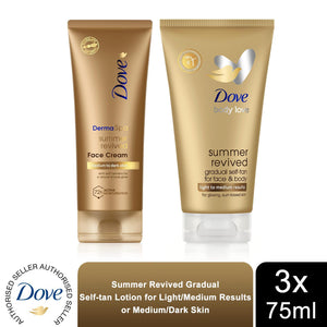 3pk of 75ml Dove DermaSpa Summer Revived Face Cream with Cell Moisturisers