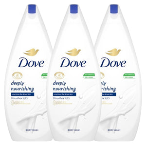 3pk of 720ml Dove Deeply Nourishing Skin Natural Moisturiser Body Wash