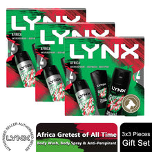 Load image into Gallery viewer, Lynx Africa Body Wash, Body Spray &amp; Anti-Perspirant 3pcs Gift Set for Him