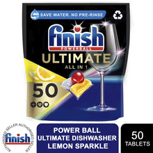 Load image into Gallery viewer, Finish Power Ball Ultimate All-in-One Dishwasher Tablets Lemon Sparkle 50Tablets