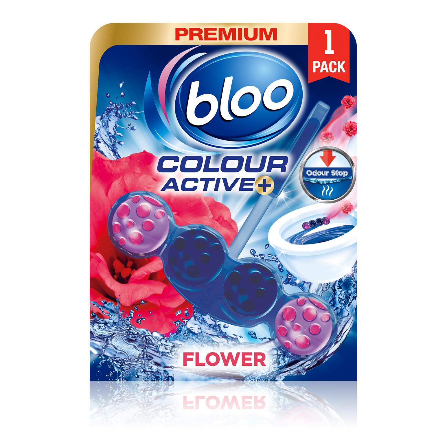 Bloo Colour Active Fresh Flower Fragrance Odour Stop Toilet Rim Block ...