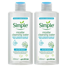 Load image into Gallery viewer, 2x 200ml or 400ml Simple Water Boost Hydrating Micellar Water For Dry Skin