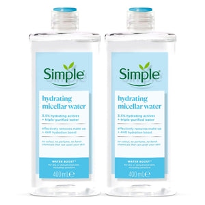 2x 200ml or 400ml Simple Water Boost Hydrating Micellar Water For Dry Skin