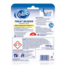 Load image into Gallery viewer, Bloo Toilet Rim Blocks Original Blue Clean+Fresh with Fresh Fragrance, 2x50g