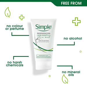 2x of 150ml Simple Regeneration Age Resisting Facial Wash with GreenTea Goodness