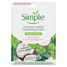 Load image into Gallery viewer, 5x of Simple Kind to Skin Moisturising &amp; Hydrating Sheet Mask with NaturalFibers