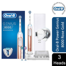 Load image into Gallery viewer, Oral-B Genius 8000 Electric Toothbrush with Heads &amp; Travel Case, Rose Gold