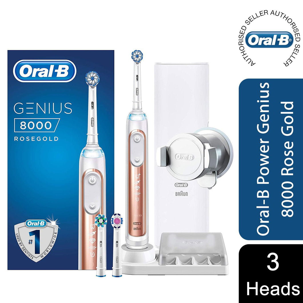 Oral-B Genius 8000 Electric Toothbrush with Heads & Travel Case, Rose Gold