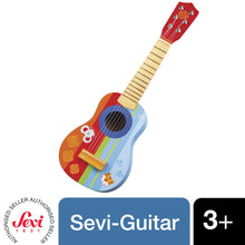 Load image into Gallery viewer, Sevi Bright Multi-coloured Children&#39;s Six Strings Wooden Toy Guitar with Pick