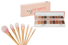 Load image into Gallery viewer, 10 Colour Matte EyeShadow Pallette and 7 piece rose gold professional Make Up Brushes