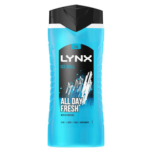 6x Lynx 12H Refreshing Ice Chill All Day Fresh with Icy Menthol Shower Gel,500ml