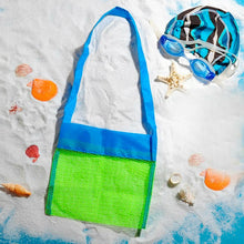 Load image into Gallery viewer, Doodle Large Mesh Multi Storage Beach Bag with Green&amp;Blue Colour