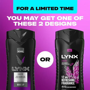 6x Lynx 12H Refreshing Excite Crisp Coconut & Black Paper Scent Shower Gel,500ml