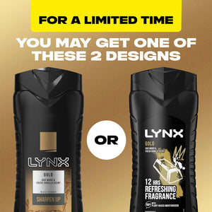 3pk of 225ml Lynx 12H Refreshing Fragrance Gold Oud Wood & Vanilla Body wash