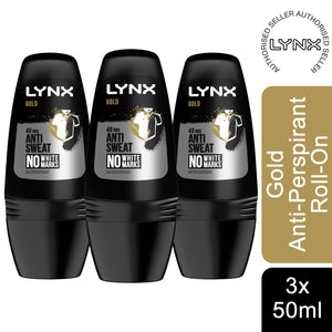 3x of 50ml Lynx 48H Anti Sweat 2x Faster Drying Anti Perspirant Roll-On