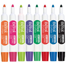 Load image into Gallery viewer, Berol Whiteboard Marker Dry Wipe Bullet Tip Assorted Colours 8 Pack