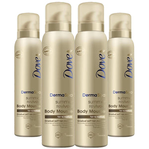 4pk of 150ml Dove Derma Spa Gradual Self-Tan Body Mousse Fair to Medium